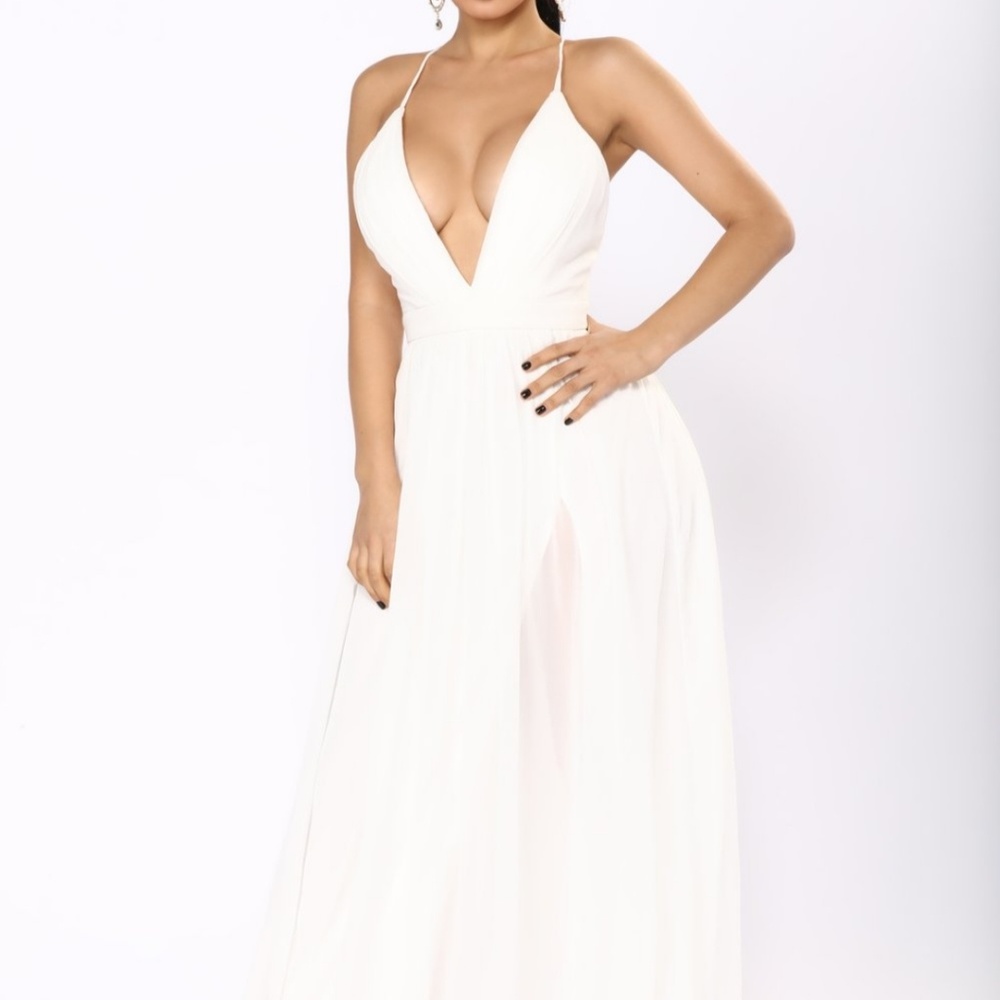 BRAND NEW White Chiffon Open Back Maxi Dress